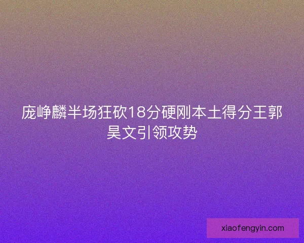庞峥麟半场狂砍18分硬刚本土得分王郭昊文引领攻势