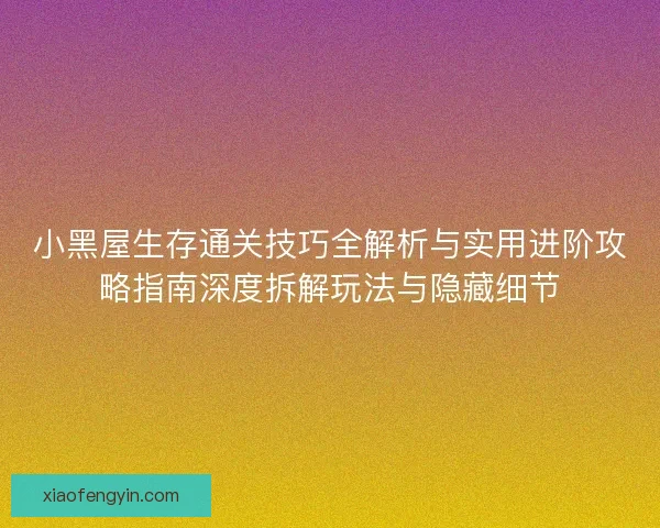 小黑屋生存通关技巧全解析与实用进阶攻略指南深度拆解玩法与隐藏细节
